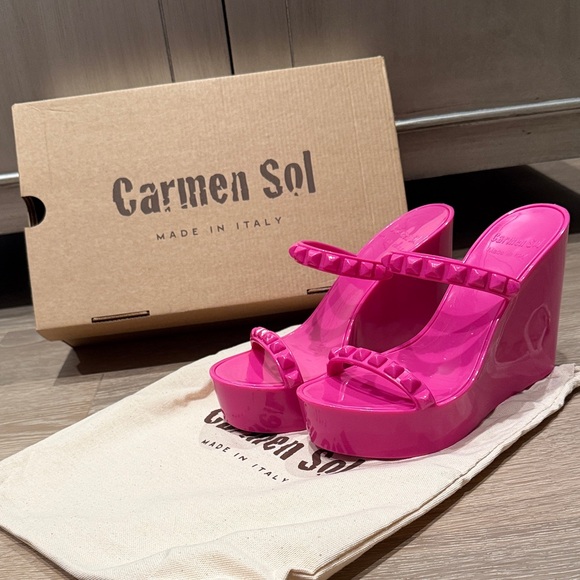 Carmen Sol Shoes - Carmen Sol Pink Wedge Sandals